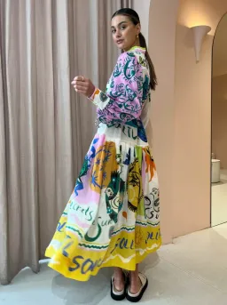 Alemais Soleil Patchwork Shirtdress In Ivory Size AU 8 for rent on The Volte - image 5