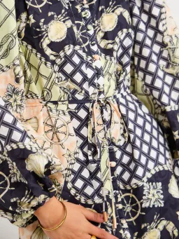 By Nicola Sail Maxi Billow Sleeve Dress in Geo/Nautical Size AU 8 for rent on The Volte - image 7