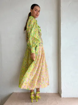 Alemais Daisy Patchwork Shirtdress In Multi Size AU 8 for rent on The Volte - image 4