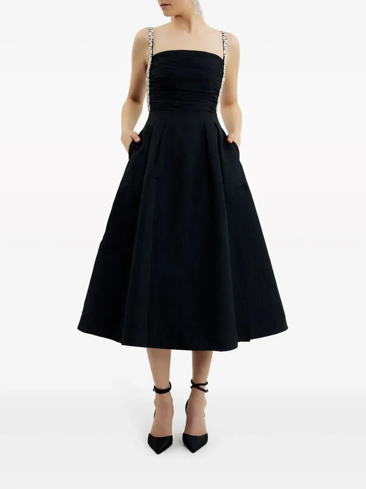 Rebecca Vallance Danielle Crystal-Embellished Midi Dress Black Size 8 - Image 1