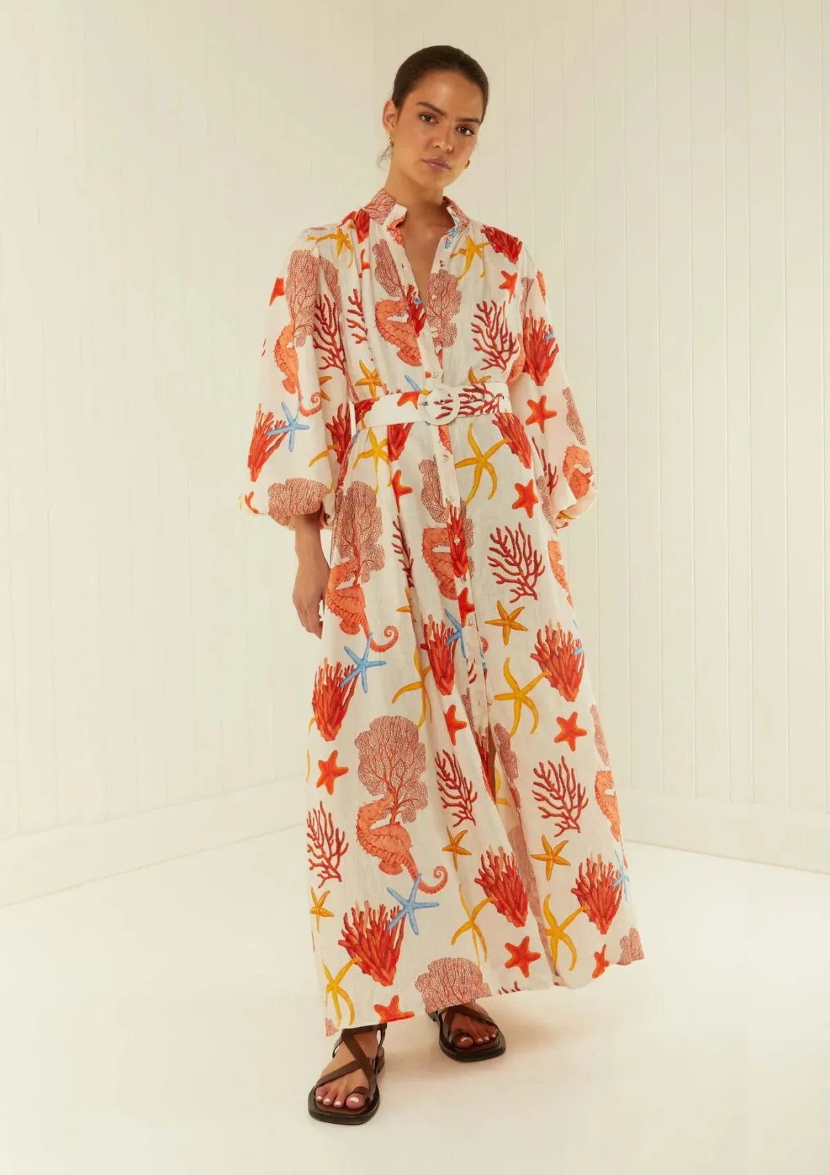 Palm Noosa Noddy Maxi Dress in Coral Print Size 10 - Image 3