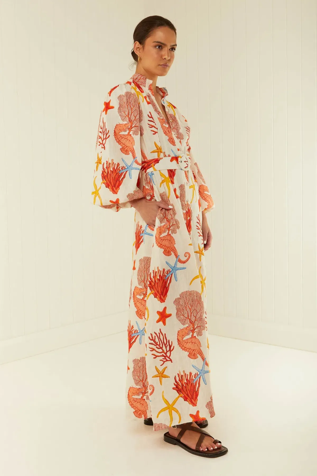 Palm Noosa Noddy Maxi Dress in Coral Print Size 10 - Image 4