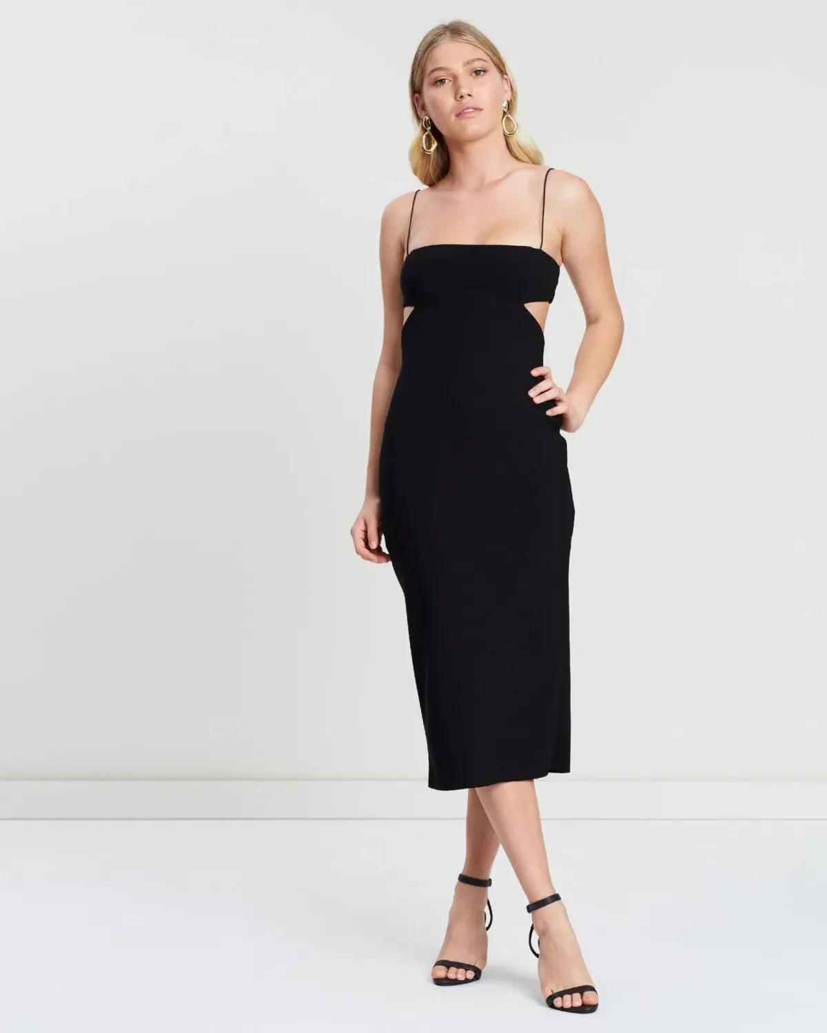 Bec & Bridge Elle Cut Out Midi Dress Black Size AU 6 - Image 1