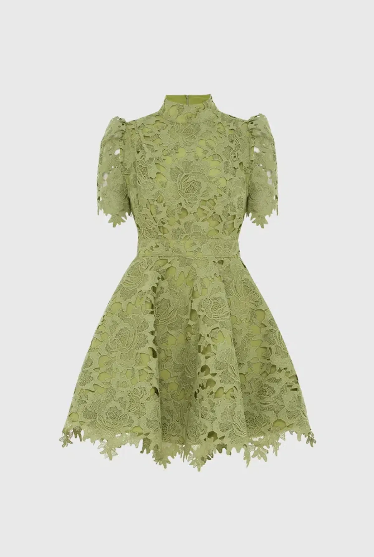 Leo Lin Elise Lace Short Sleeve Mini Dress in Olive Size AU 12 - Image 6