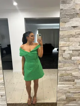 Rachel Gilbert Matteo Beaded Mini Dress Green Size 4/AU14 for rent on The Volte - image 2