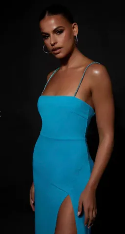 MESHKI Dionne Criss Cross Diamante Maxi Dress Blue Size M/Au 10 for rent on The Volte - image 2