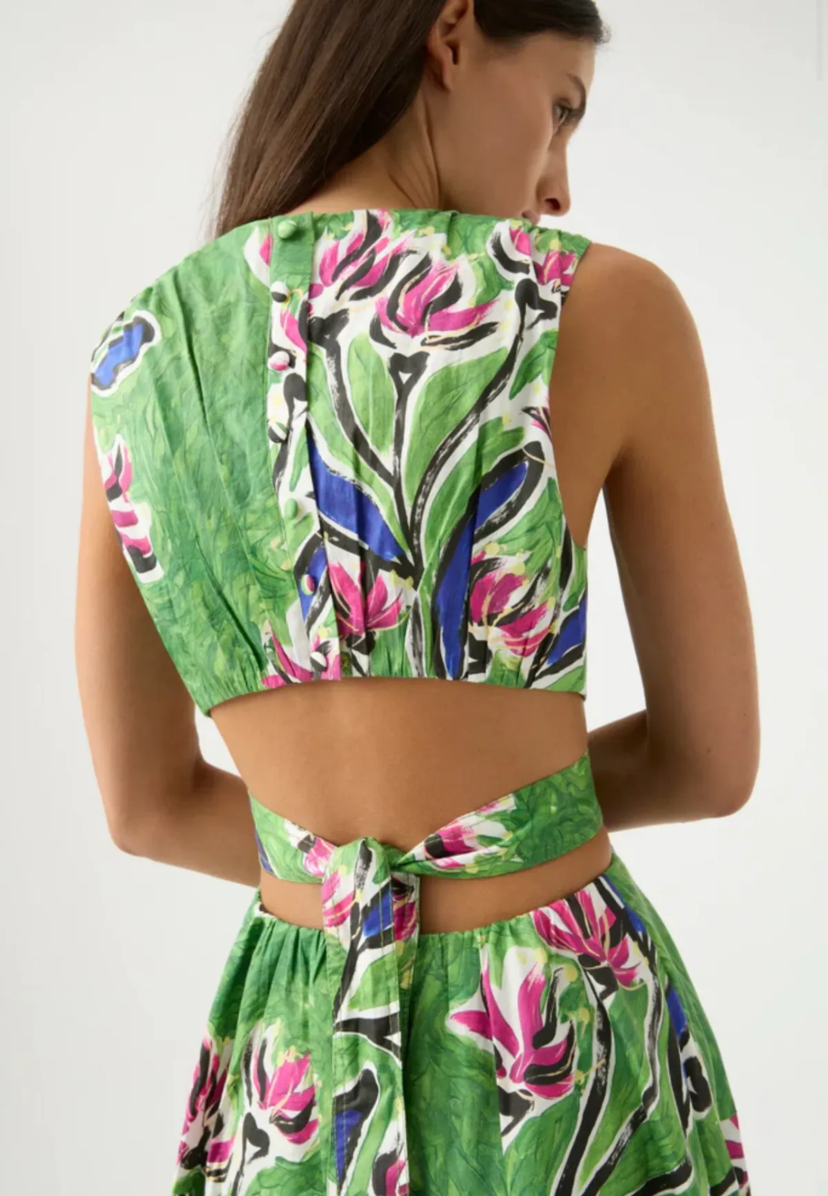 AJE Zorina Tie Midi Dress Native Gumnut Floral Size 6 - Image 2