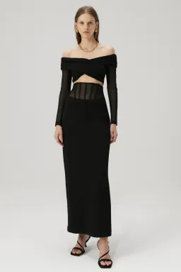 Misha Marceline Bonded Crepe Gown in Black Size 8/S for rent on The Volte - image 3