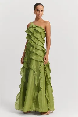 Country Road Cactus Ruffle Maxi Dress Green Size 6 for rent on The Volte - image 1