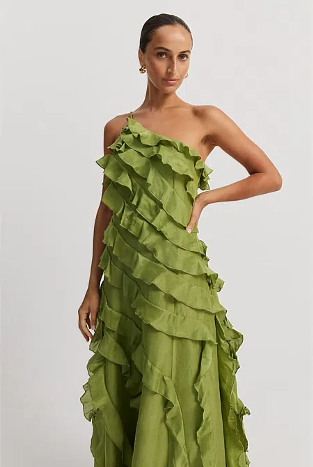 Country Road Cactus Ruffle Maxi Dress Green Size 6 - Image 2