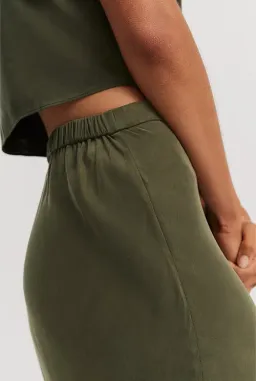 Country Road Pull-On Cupro Skirt Dark Olive Size 10 for rent on The Volte - image 4