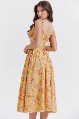 House of CB Tatiana Midi Dress Yellow Floral Size L / AU 12 for rent on The Volte - image 8