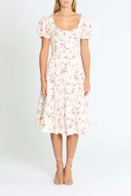Polo Ralph Lauren Midi Dress Linen Floral Sweet Pea Garden Party Size 0/AU 4 for rent on The Volte - image 1