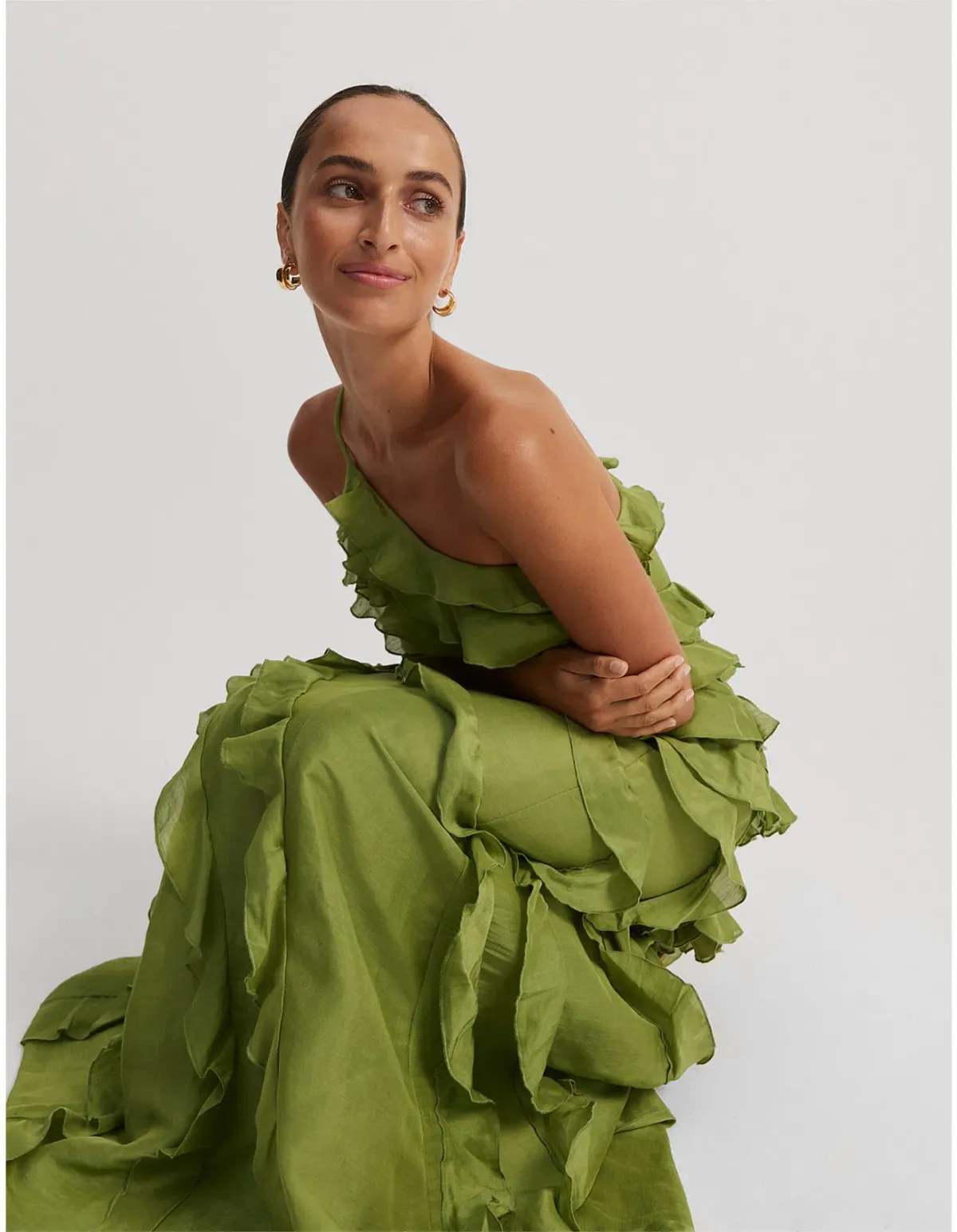 Country Road Cactus Ruffle Maxi Dress Green Size 4 - Image 4