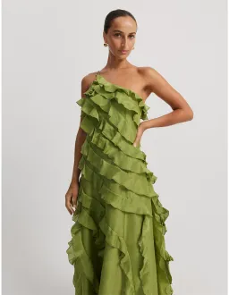 Country Road Cactus Ruffle Maxi Dress Green Size 4 for rent on The Volte - image 3