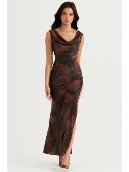 House of CB Alaina Bias Cut Maxi Dress Antique Copper Size AU 8 for rent on The Volte - image 1