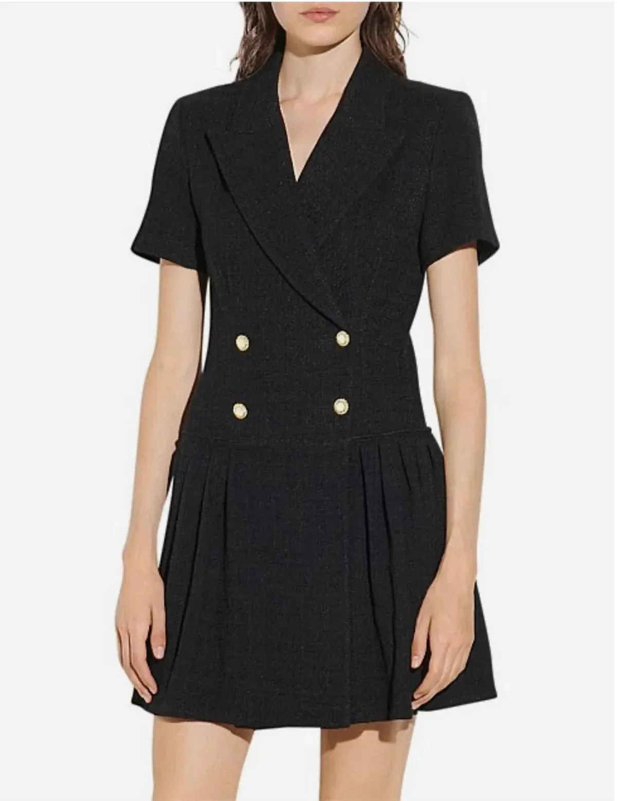 Sandro Double Breaseted Mini Dress Black Size AU 14 - Image 2