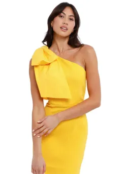 Rebecca Vallance Calla One Shoulder Midi Dress in Yellow Size AU 14 for rent on The Volte - image 2