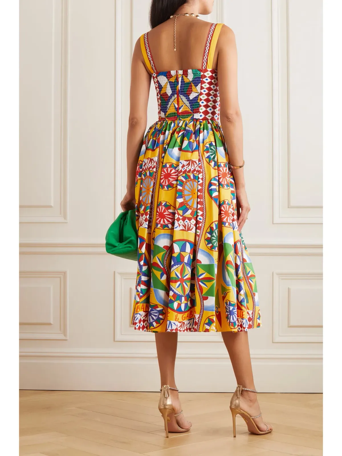 Dolce & Gabbana Carretto Graphic Print Midi Dress Multi Size 8 - Image 2