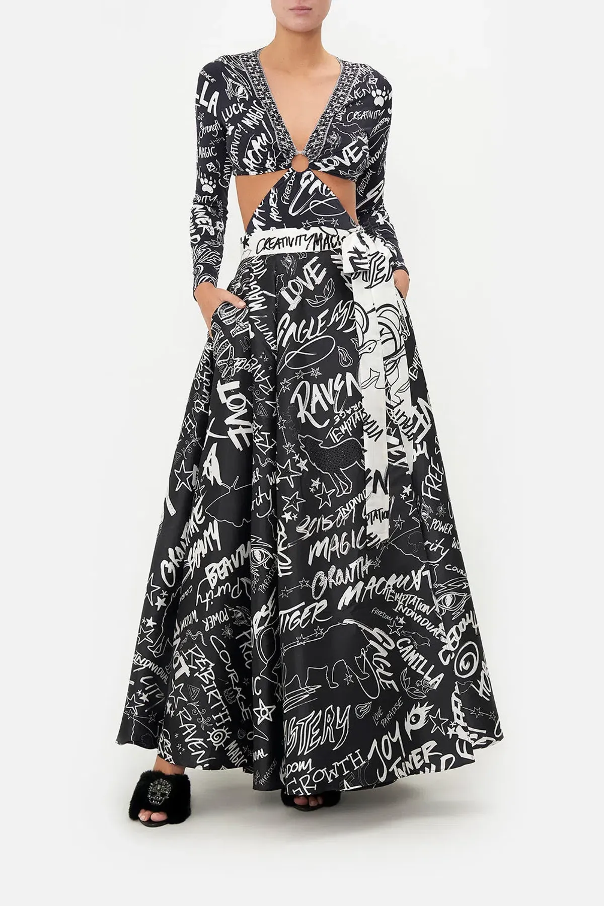 Camilla Maxi Wrap Skirt Spirit Scribble Print Size S / AU 10 - Image 1