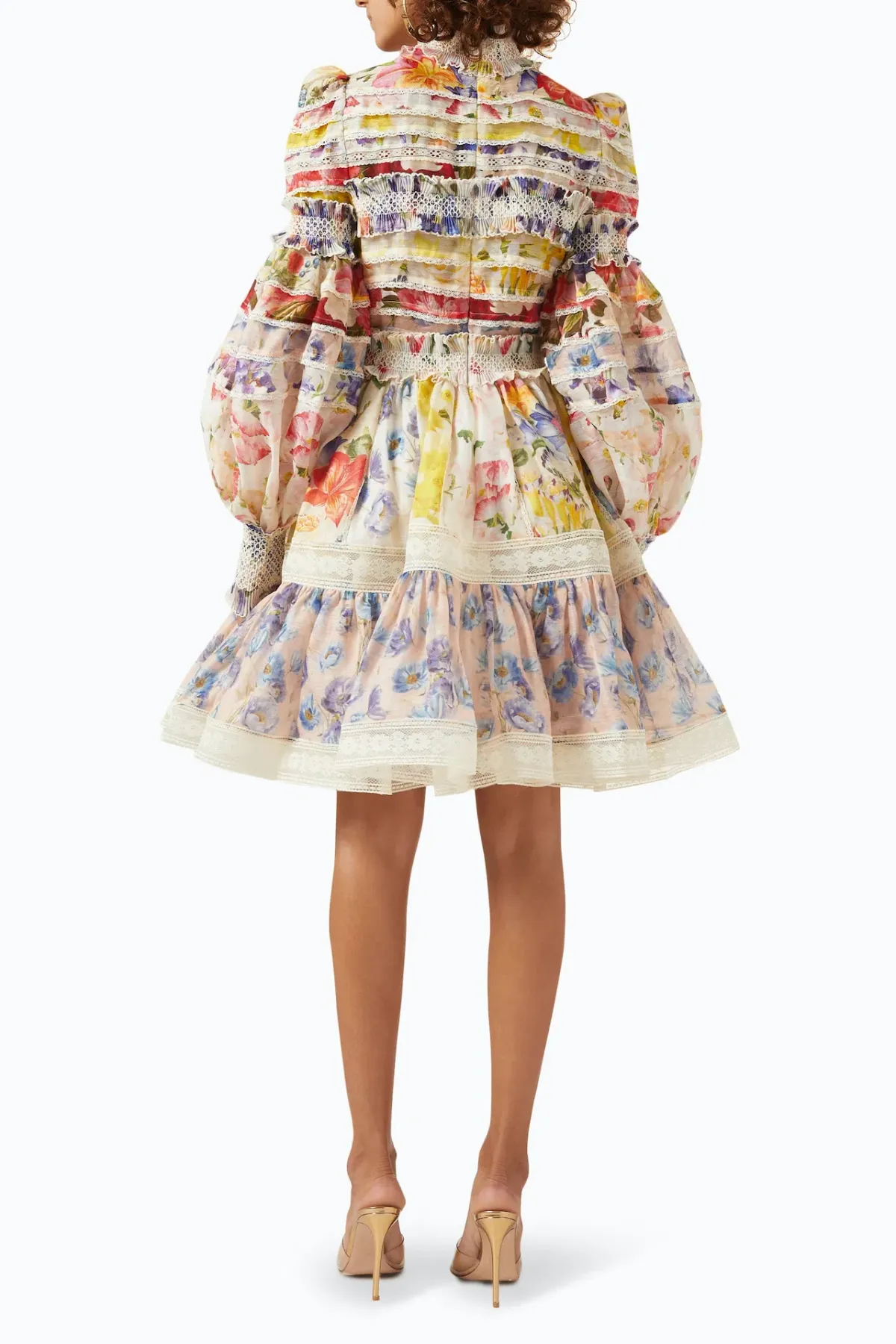 Zimmermann The Wonderland Smocked Mini Dress in Spliced Multi Floral Size 2 / AU 12 - Image 2