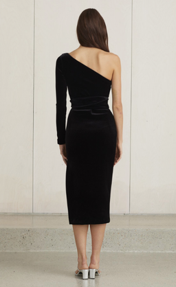 Bec & Bridge Velours One Shoulder Dress Black Size 10 for rent on The Volte - image 3