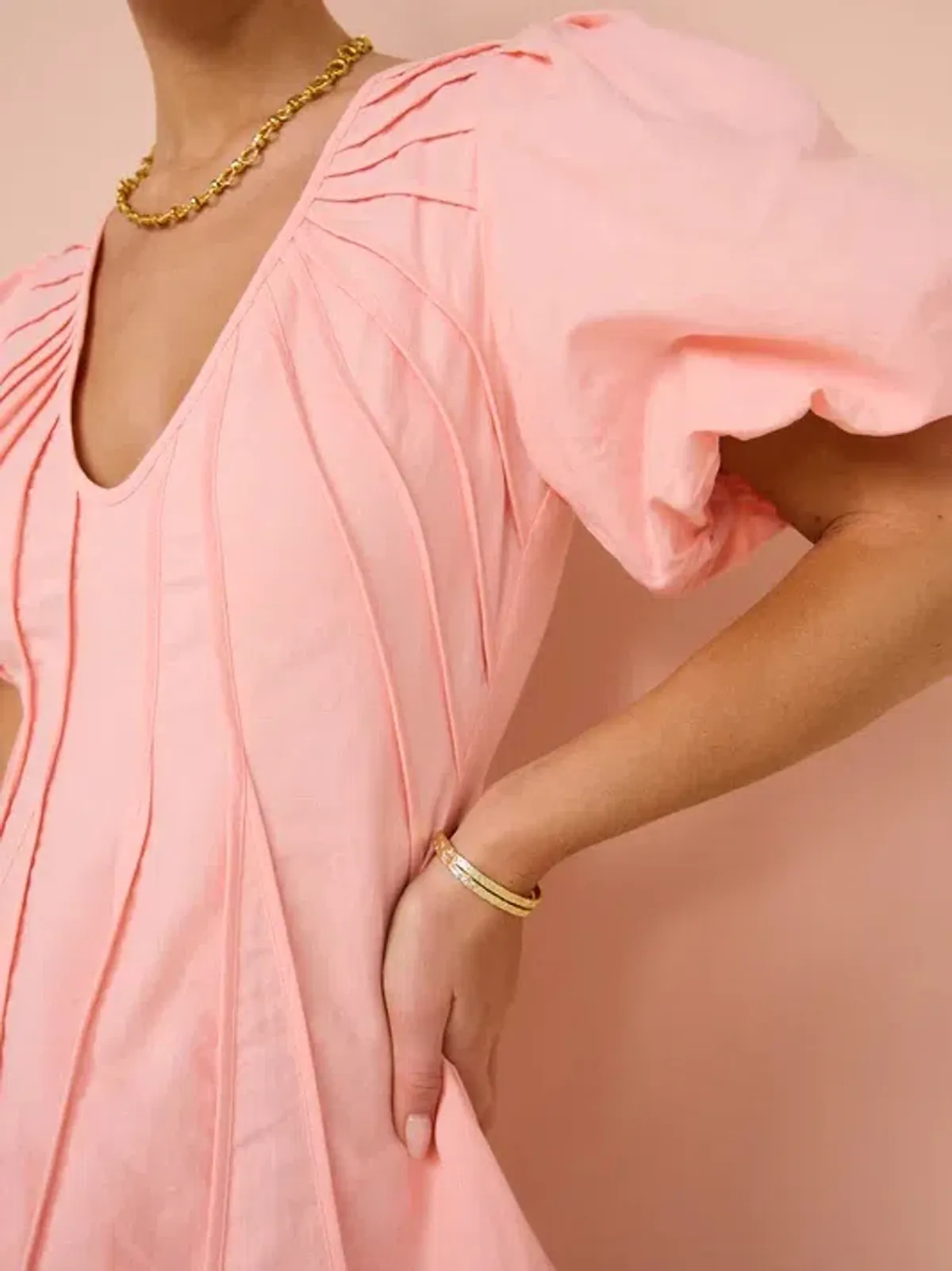 By Nicola Sea Loving Short Sleeve Mini Dress Rockmelon Pink Size 6 - Image 4