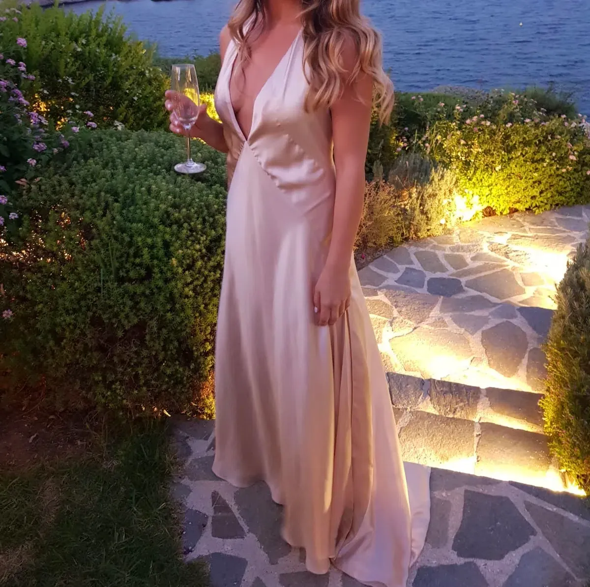 Michael Lo Sordo Alexandra Silk Dress Pink Champagne Size 8  - Image 4