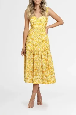 Rebecca Vallance Gialla Midi Dress in Yellow Size 8 for rent on The Volte - image 2