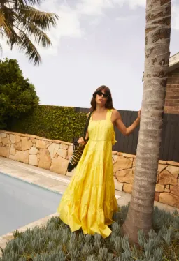 Aje Solstice Tiered Maxi Dress Yellow Size 10 for rent on The Volte - image 3