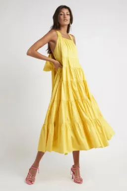 Aje Solstice Tiered Maxi Dress Yellow Size 10 for rent on The Volte - image 2