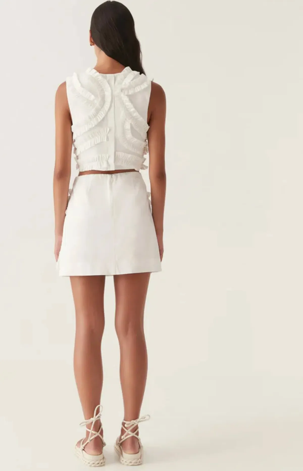 Aje Aurelia Frill Shell Top & Kendra Mini Skirt Set White Size 8 - Image 2