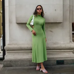 Aje Green Amelie Braided Cut Out Knit Midi Dress Green Size L/AU 12 for rent on The Volte - image 2