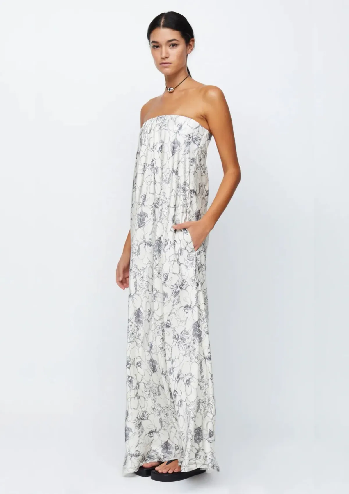 Bec & Bridge Tillie Strapless Maxi Dress Linear Floral Size AU 10  - Image 1