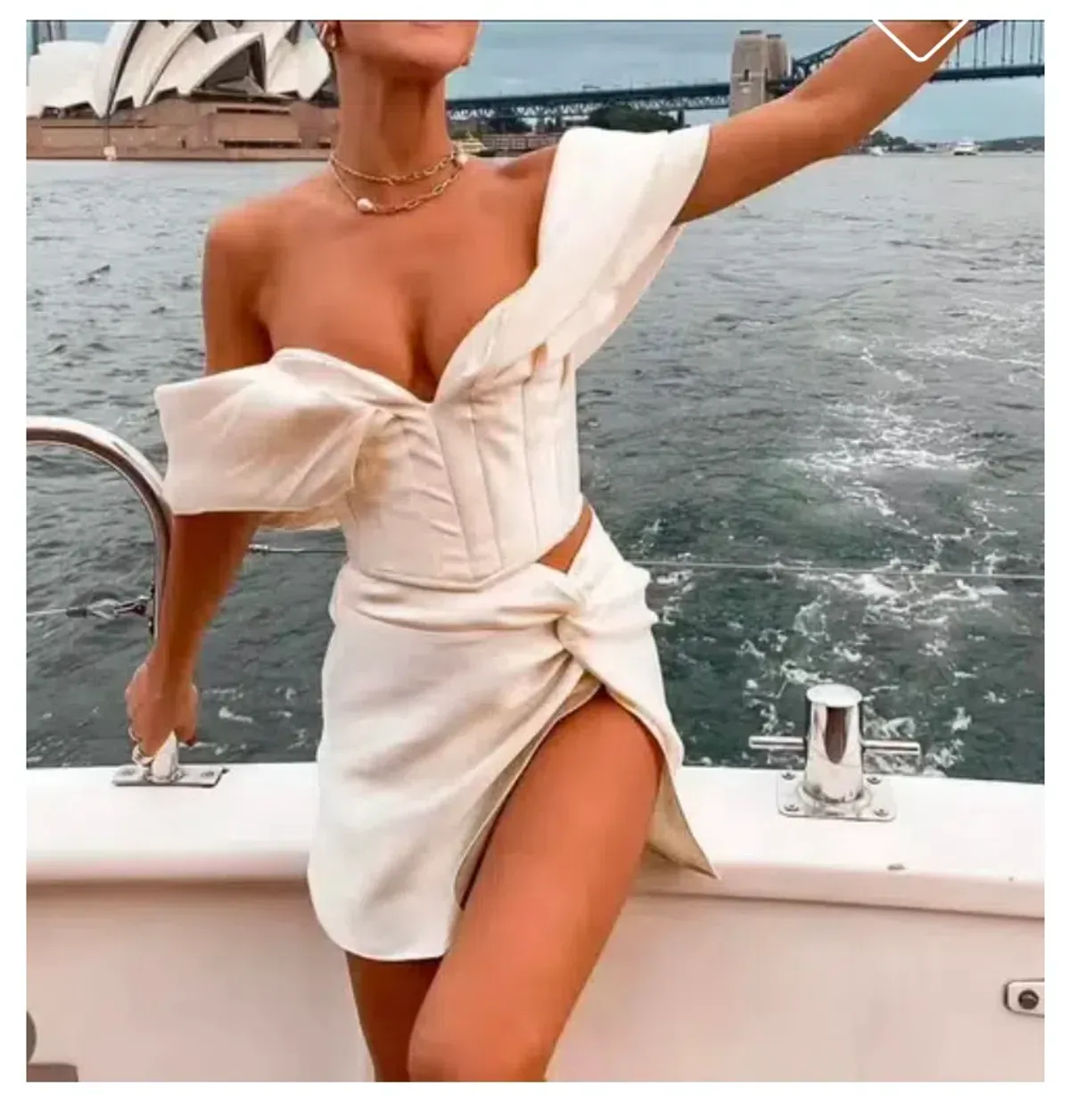 Khirzad Femme Nina Corset & Nina Tulum Mini Skirt Set Ivory White Size AU 8 - Image 5