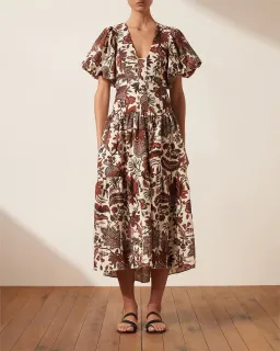 Shona Joy Catalina Plunged Short Sleeve Midi Dress Print Size 10 for rent on The Volte - image 1