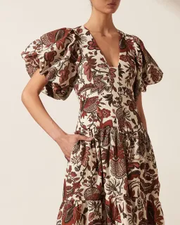 Shona Joy Catalina Plunged Short Sleeve Midi Dress Print Size 10 for rent on The Volte - image 2
