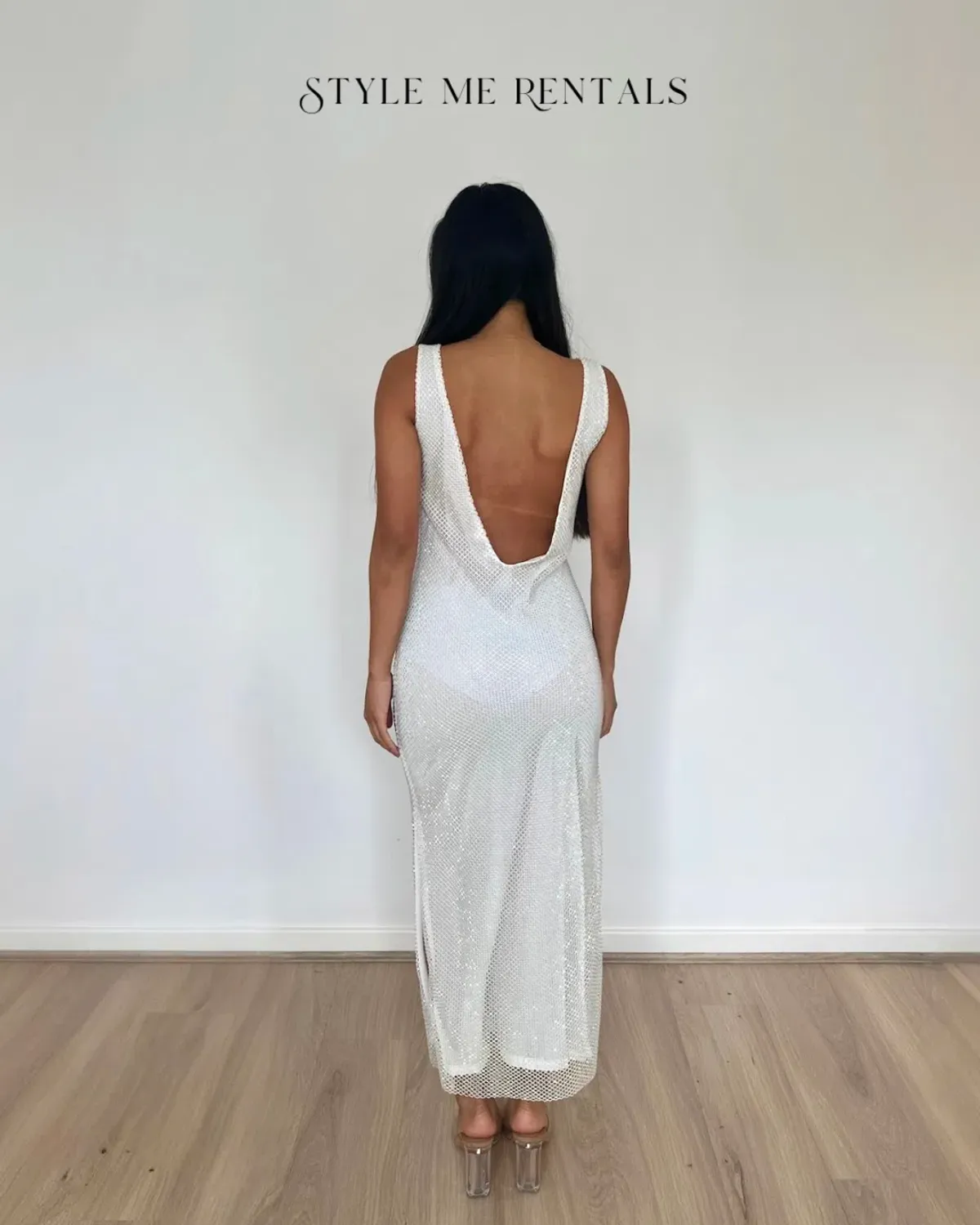 SLA the Label Gigi Diamanté Midi Dress White Size XS / AU 6 - Image 3