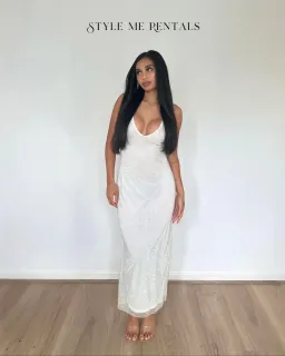 SLA the Label Gigi Diamanté Midi Dress White Size M / AU 10 for rent on The Volte - image 2