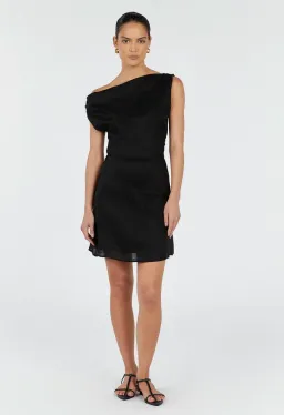 Dissh Cass Asym Linen Mini Dress Black Size 12 for rent on The Volte - image 2
