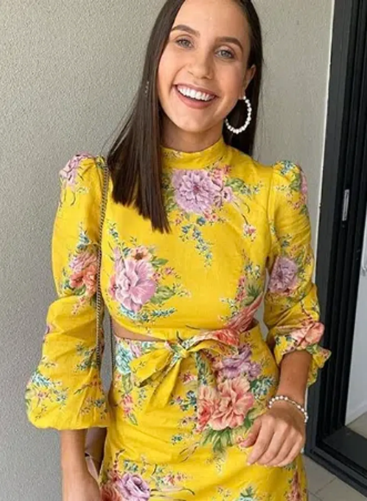 Zimmermann Zinnia Bow Cut Out Linen Mini Dress Golden Floral Size 3 / AU 12 - Image 4