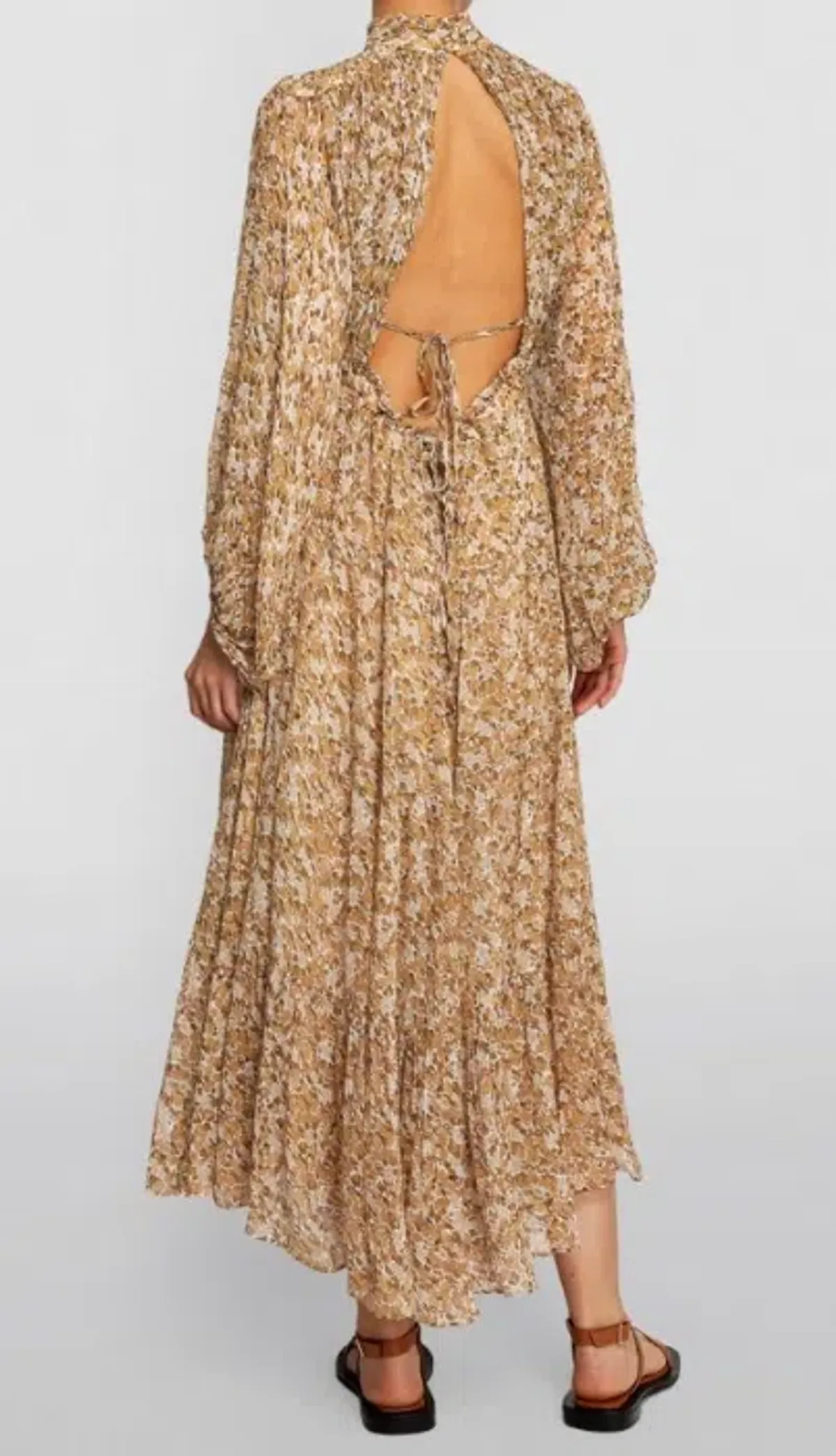 Shona Joy Ambar Backless Tiered Midi Dress Floral Size 6 - Image 3