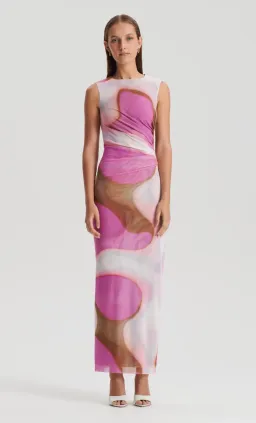 Scanlan Theodore Italian Watercolour Print Dress Pink Tan Size 8 for rent on The Volte - image 2