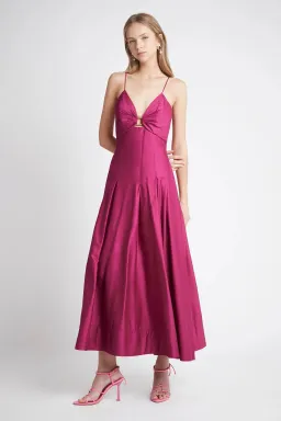 Aje Solstice Strappy Ring Midi Dress Fuchsia Pink Size 10 for rent on The Volte - image 2