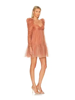 Zimmermann Tulle Ruched Mini Dress in Lipstick Size 2 / AU 12  for rent on The Volte - image 2