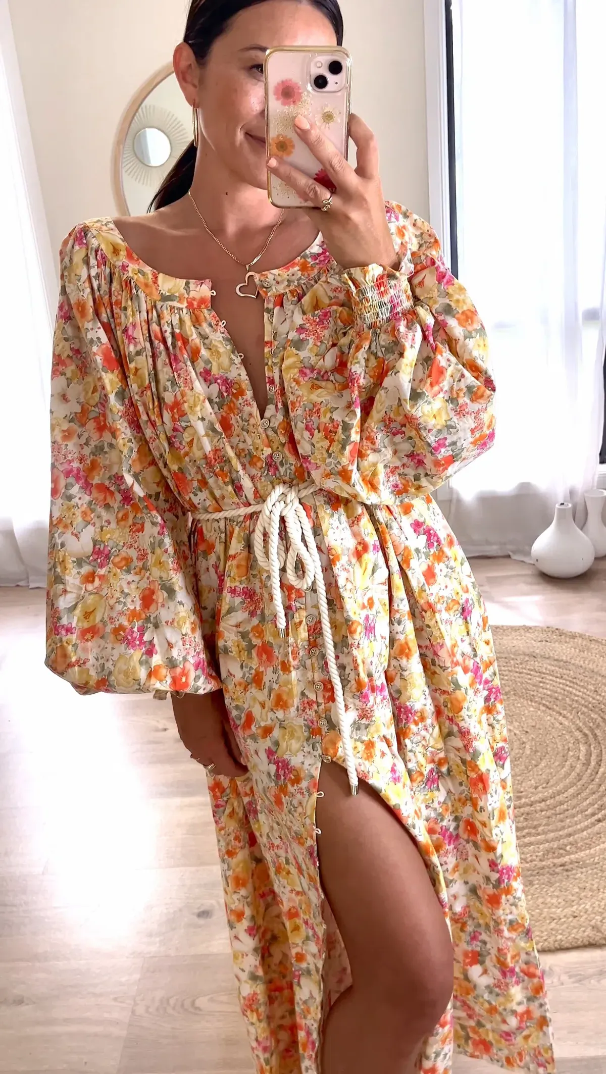 La Boheme Camila Maxi Dress in Marigold Floral One Size - Image 1