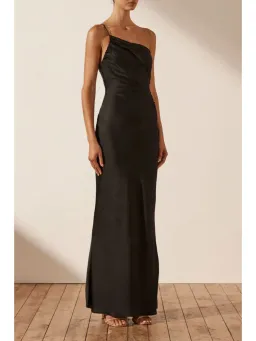 Shona Joy Asymmetrical Gathered Maxi Dress in Black Size AU 6 for rent on The Volte - image 2