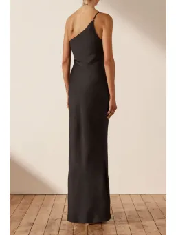 Shona Joy Asymmetrical Gathered Maxi Dress in Black Size AU 6 for rent on The Volte - image 3