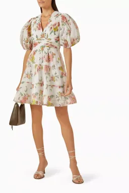 Zimmerman The Pleated Mini Dress in Coral Floral  Size 2/Au 12  for rent on The Volte - image 1