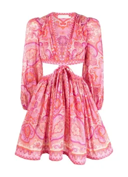 Zimmermann Halcyon Tie Front Mini Dress in Pink Paisley Size 1 / AU 10 for rent on The Volte - image 6